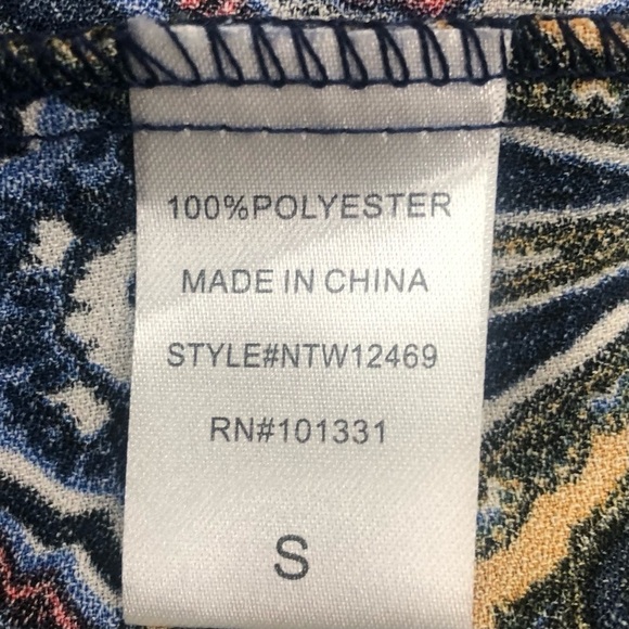 Charlotte Russe navy blue pattern cut lace detail v neck long sleeve top S - Picture 8 of 9